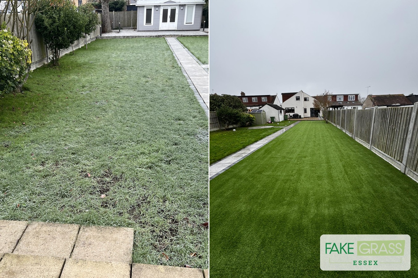 Fake grass before and after Essex